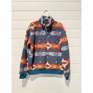 Rock & Roll Denim Womens XS Small Southwestern Sherpa Quarter Zip Pullover Aztec